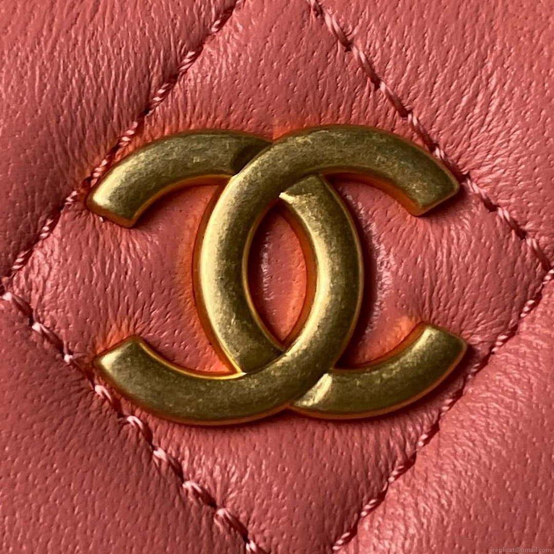 Chanel AS4368 Large HOBO Bag Shiny Crumpled Lambskin & Gold-Tone Metal Pink