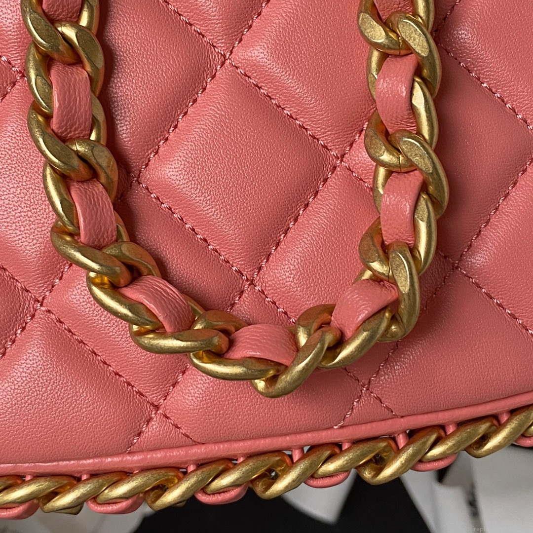 Chanel AS4368 Large HOBO Bag Shiny Crumpled Lambskin & Gold-Tone Metal Pink