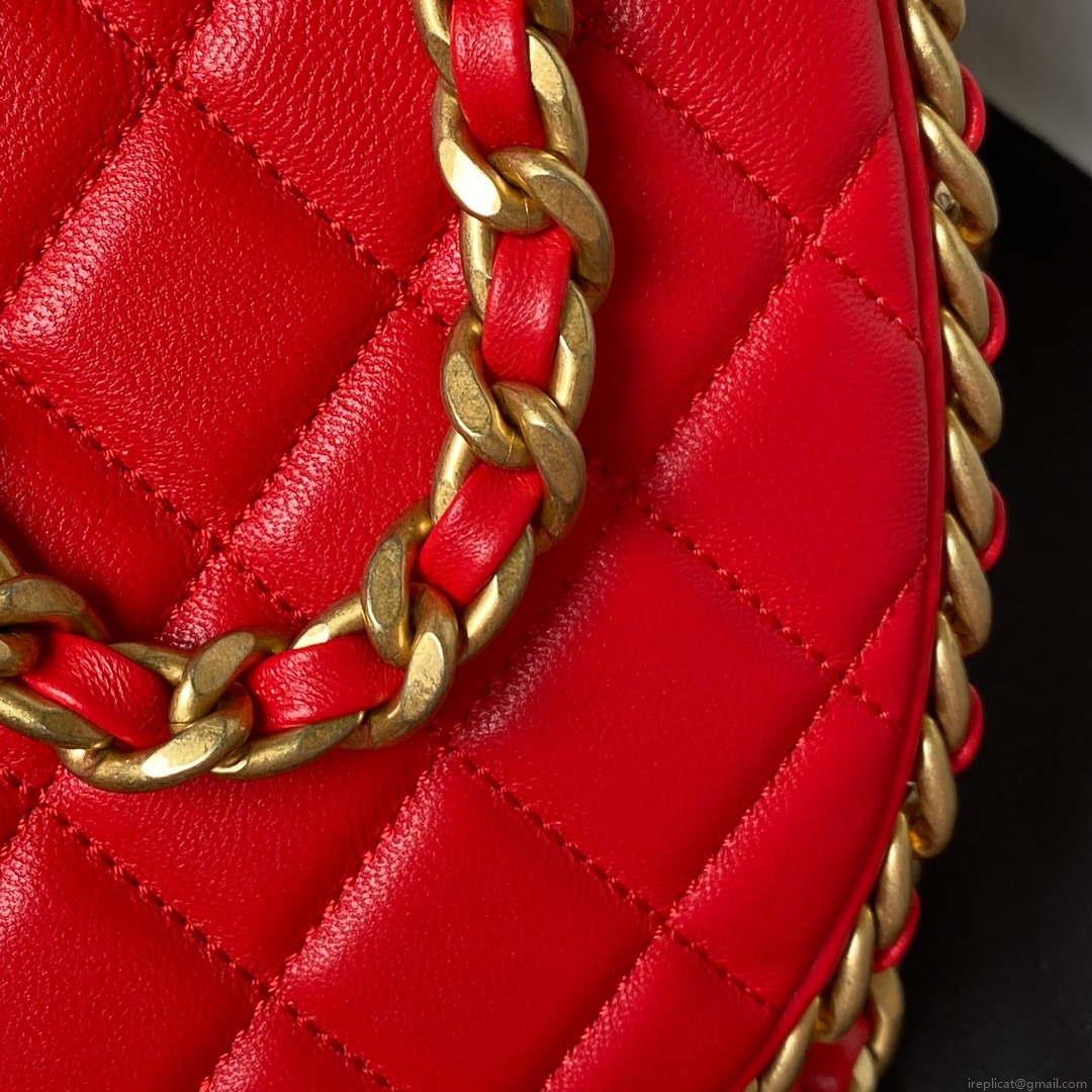 Chanel AS4368 Large HOBO Bag Shiny Crumpled Lambskin & Gold-Tone Metal Red