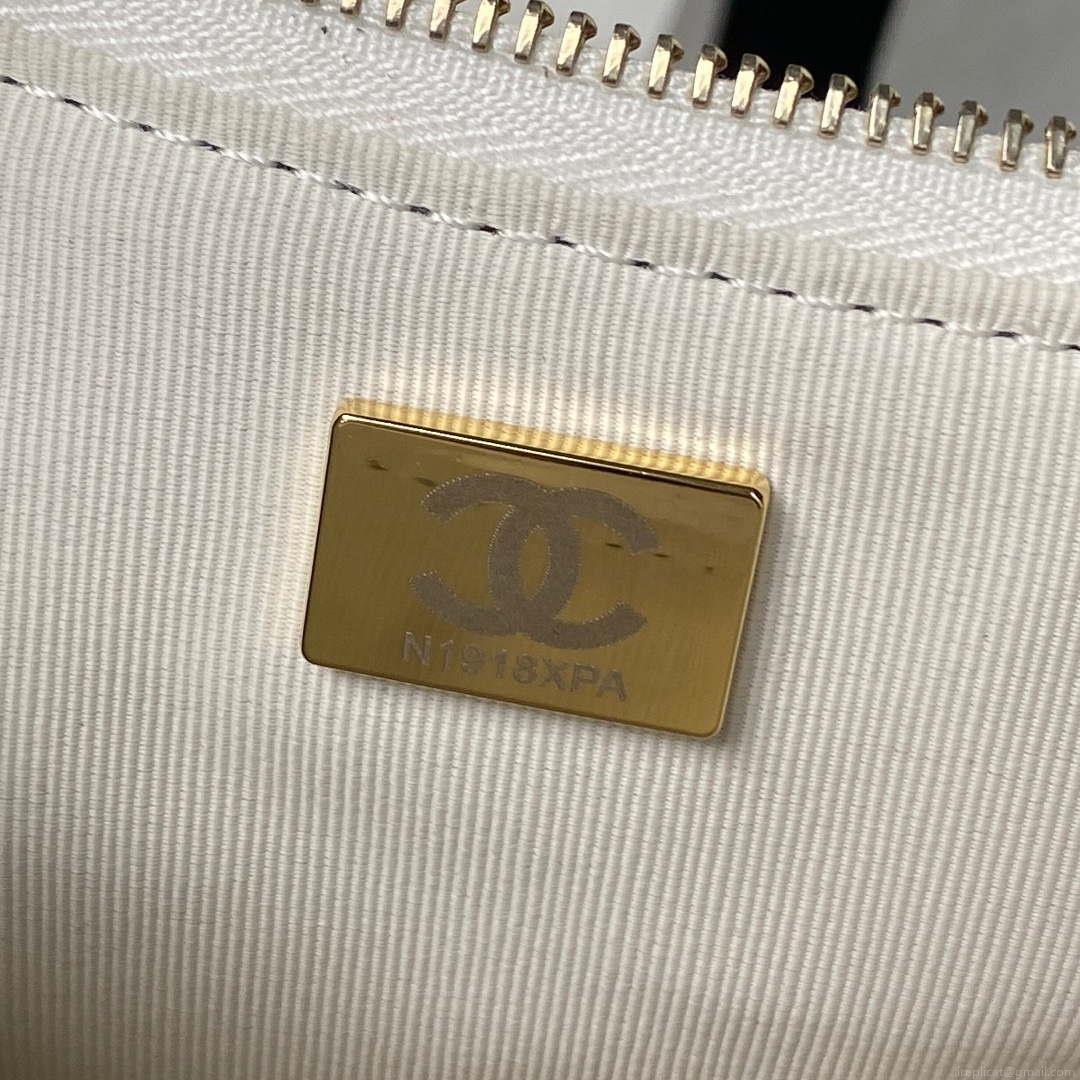 Chanel AS4368 Large HOBO Bag Shiny Crumpled Lambskin & Gold-Tone Metal White