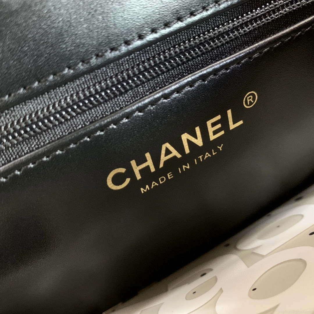 Chanel AS4416 Mini Shopping Bag shiny aged Calfskin gold tone metal Black