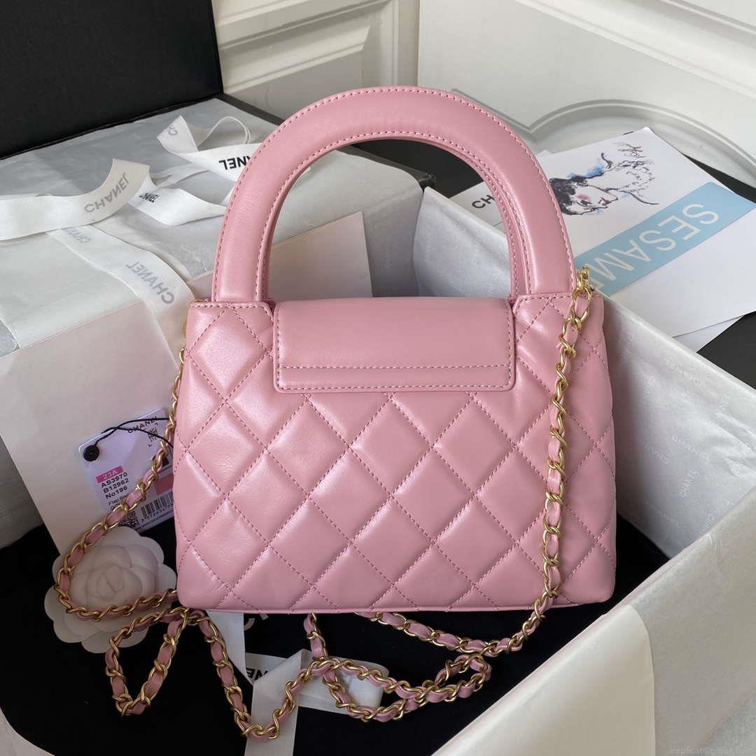 Chanel AS4416 Mini Shopping Bag shiny aged Calfskin gold tone metal Pink