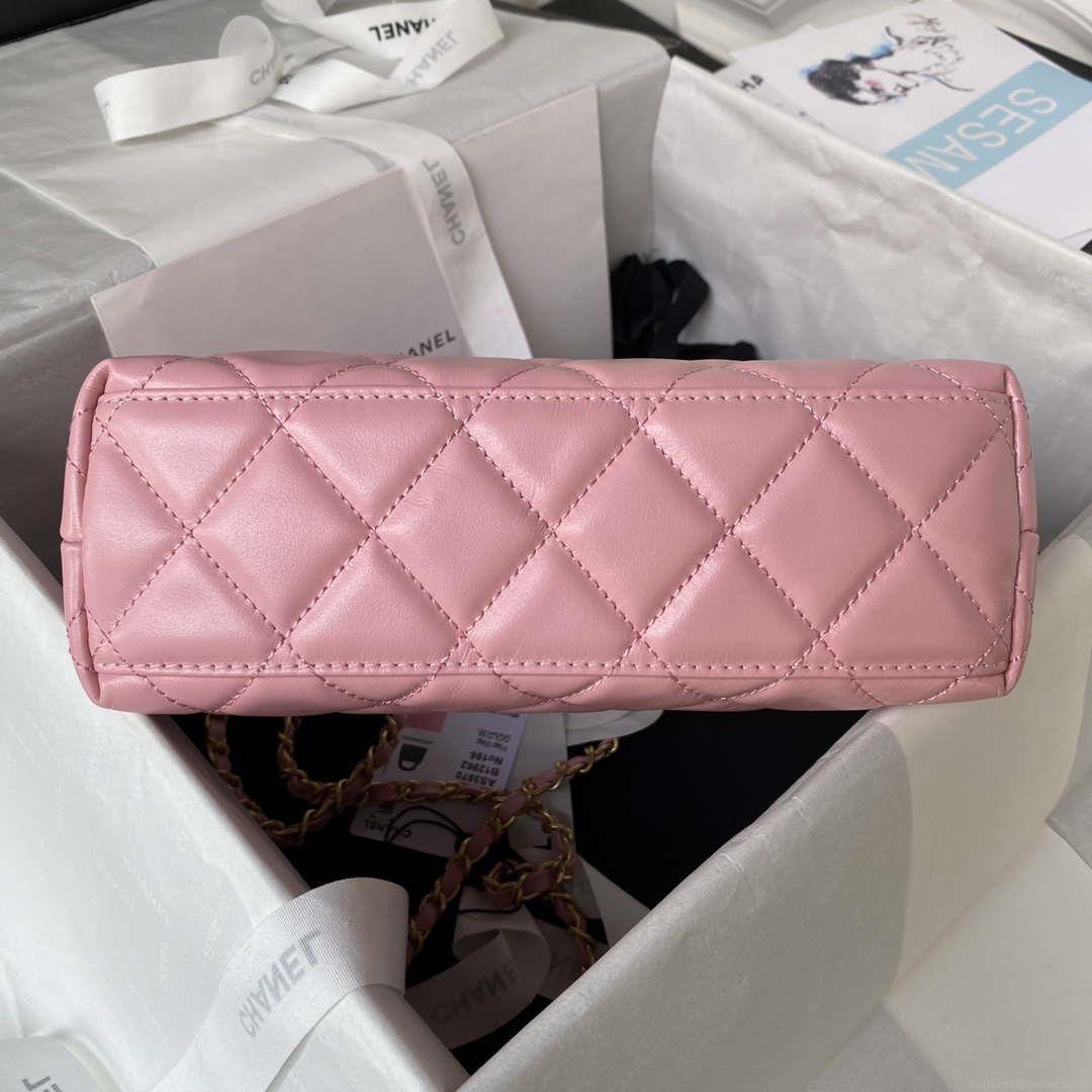 Chanel AS4416 Mini Shopping Bag shiny aged Calfskin gold tone metal Pink