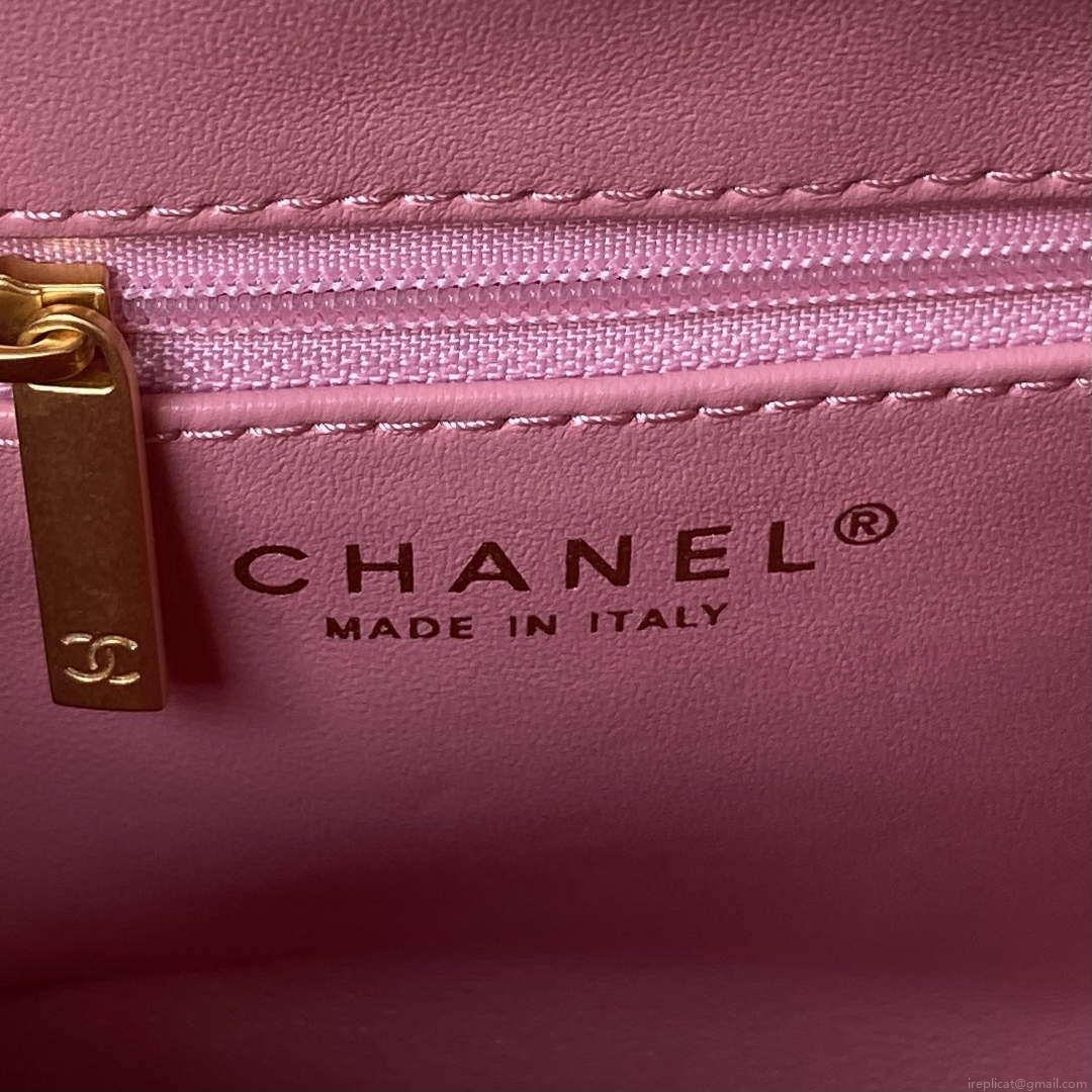 Chanel AS4416 Mini Shopping Bag shiny aged Calfskin gold tone metal Pink