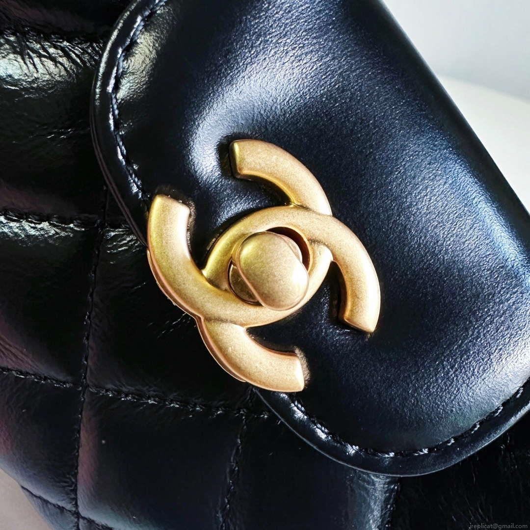 Chanel AP3435 Shiny aged calfskin & gold-tone metal Black