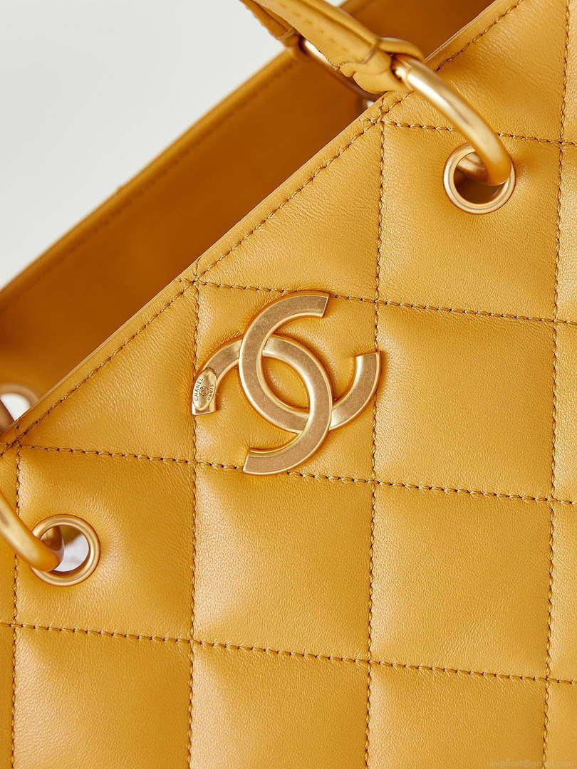 Chanel AS4188 Small Hobo Bag Shiny lambskin Gold Metal Yellow