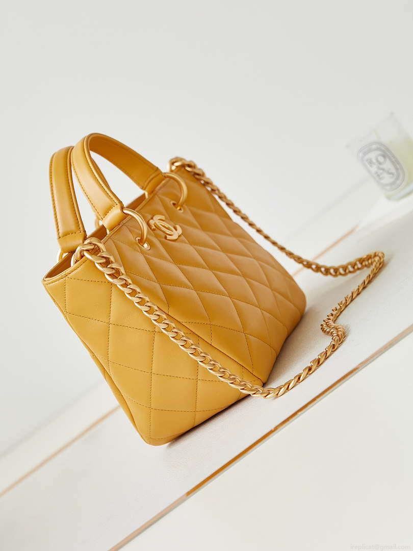 Chanel AS4188 Small Hobo Bag Shiny lambskin Gold Metal Yellow