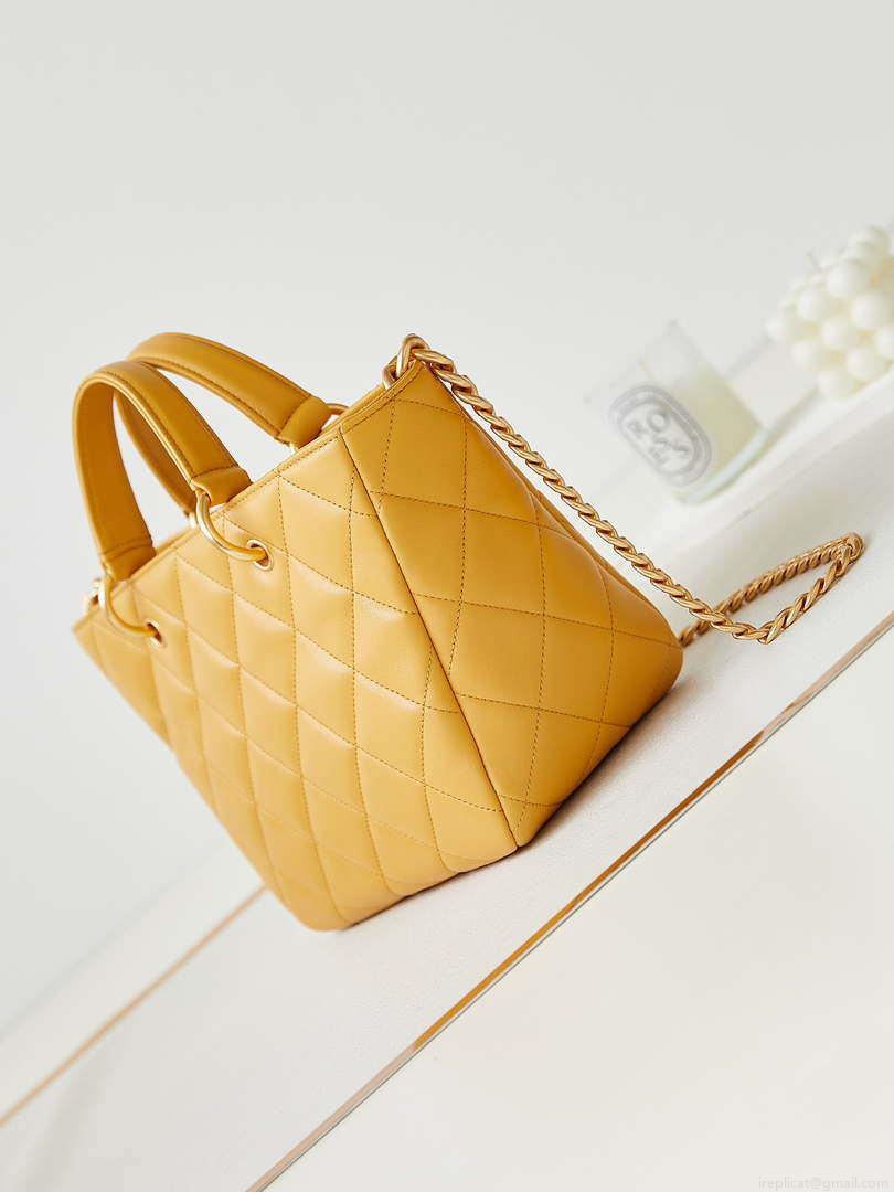 Chanel AS4188 Small Hobo Bag Shiny lambskin Gold Metal Yellow