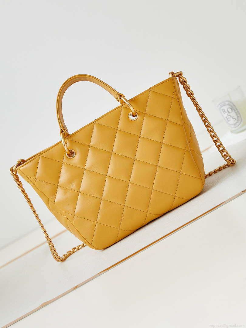 Chanel AS4188 Small Hobo Bag Shiny lambskin Gold Metal Yellow