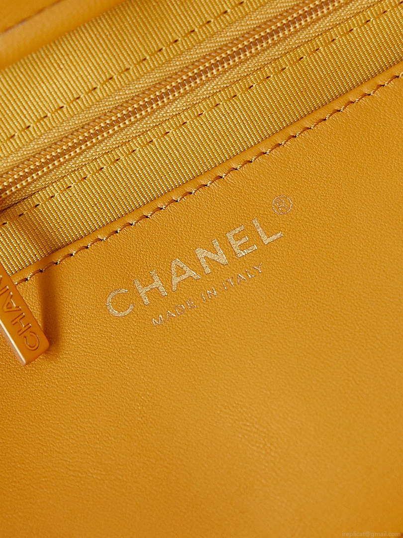 Chanel AS4188 Small Hobo Bag Shiny lambskin Gold Metal Yellow