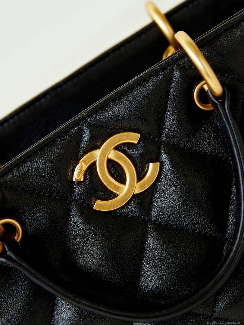 Chanel AS4188 Small Hobo Bag Shiny lambskin Gold Metal Black