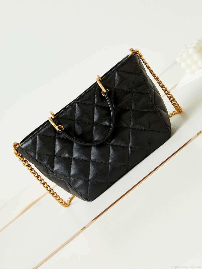 Chanel AS4188 Small Hobo Bag Shiny lambskin Gold Metal Black