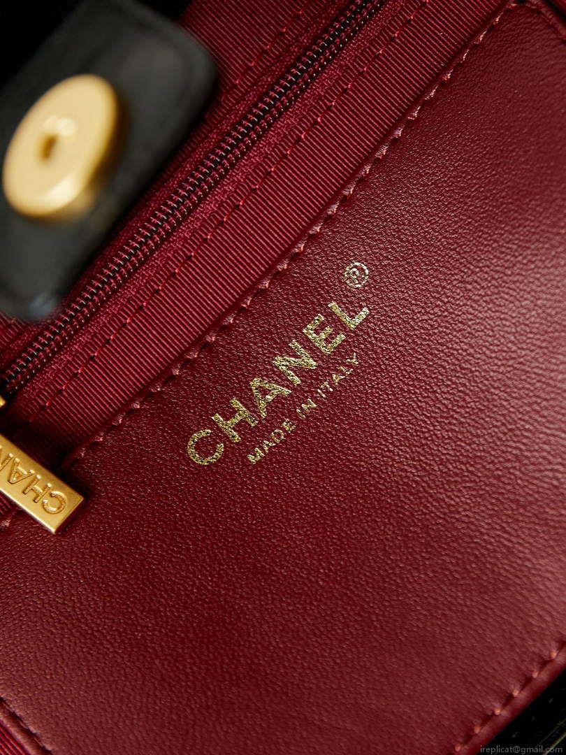 Chanel AS4188 Small Hobo Bag Shiny lambskin Gold Metal Black