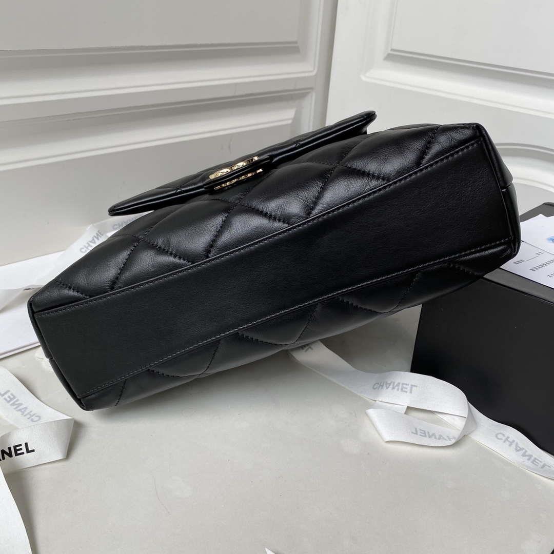 Chanel AS4359 Shopping Bag Shiny Lambskin Gold Metal Black