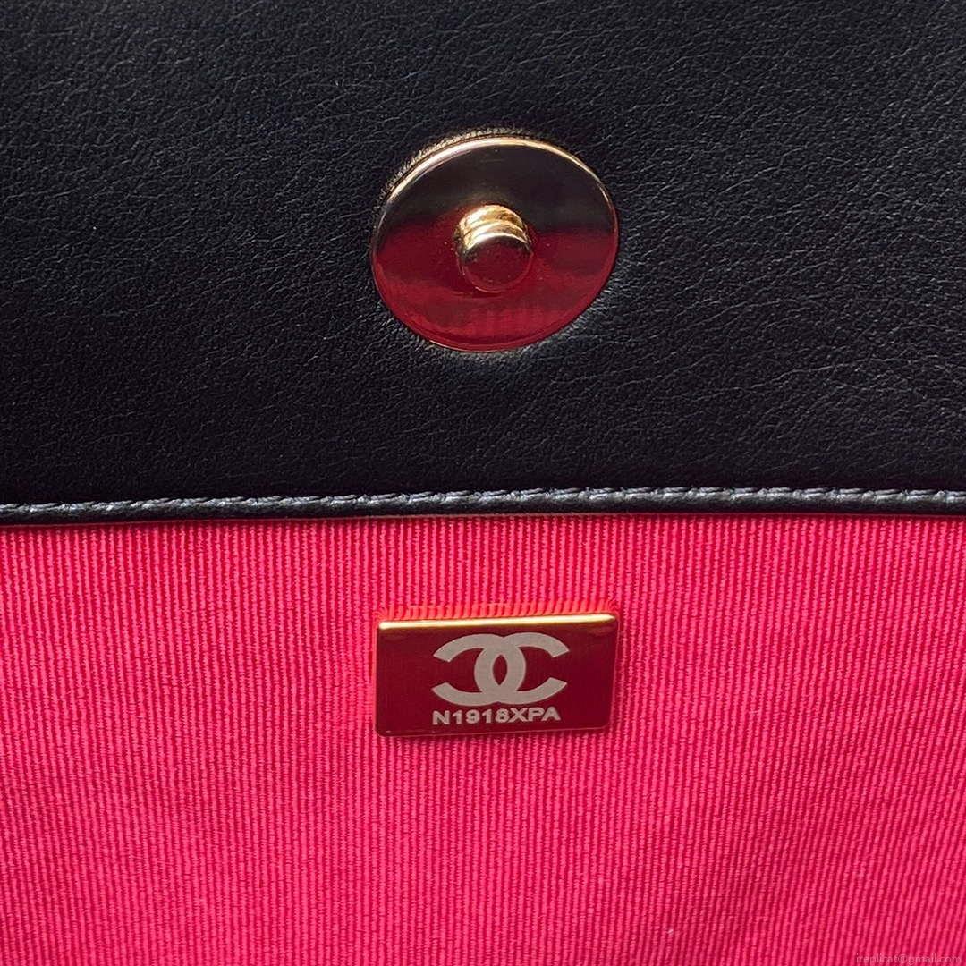 Chanel AS4359 Shopping Bag Shiny Lambskin Gold Metal Black