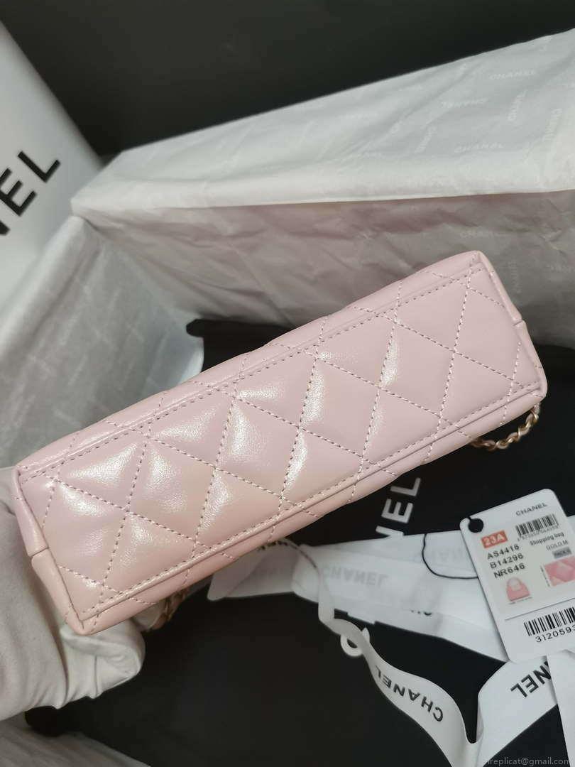 Chanel AS4416 Mini Shopping Bag shiny aged Calfskin gold tone metal Light Pink