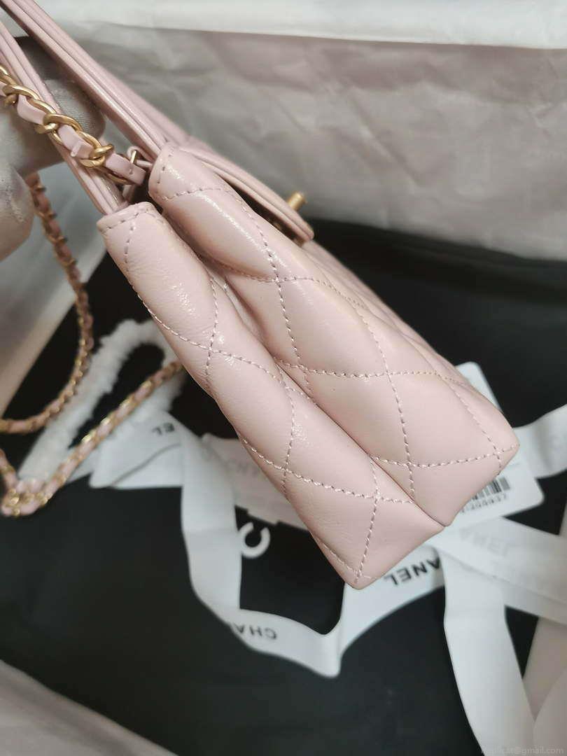 Chanel AS4416 Mini Shopping Bag shiny aged Calfskin gold tone metal Light Pink
