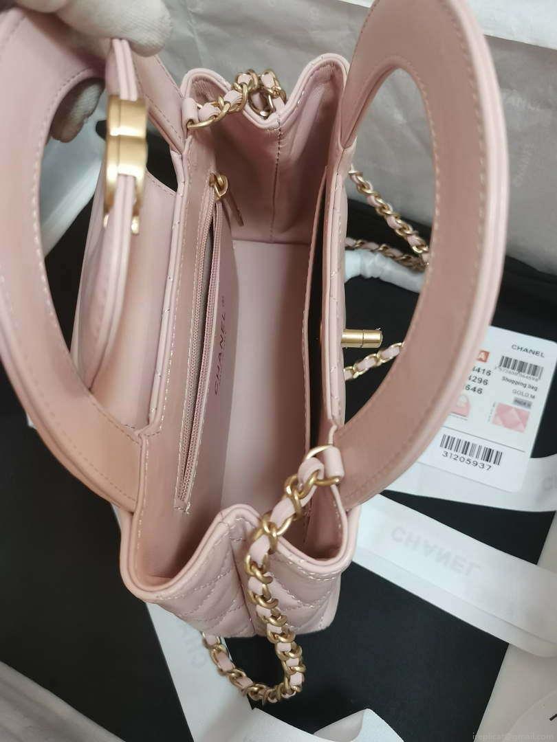 Chanel AS4416 Mini Shopping Bag shiny aged Calfskin gold tone metal Light Pink