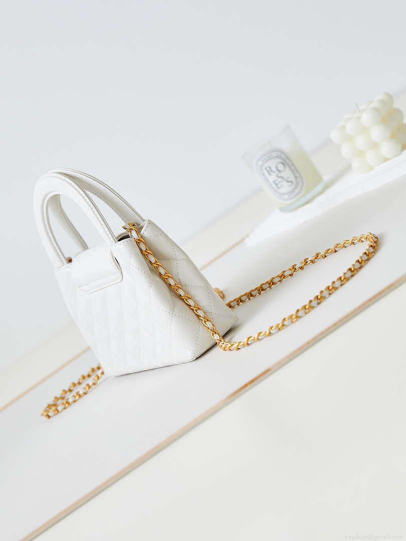 Chanel AS4416 Mini Shopping Bag shiny aged Calfskin gold tone metal Off-White
