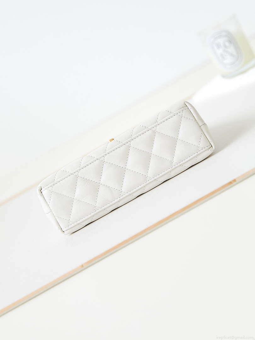 Chanel AS4416 Mini Shopping Bag shiny aged Calfskin gold tone metal Off-White
