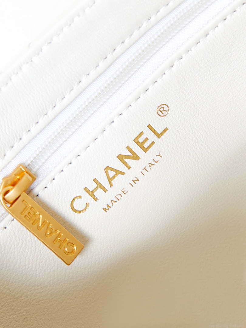 Chanel AS4416 Mini Shopping Bag shiny aged Calfskin gold tone metal Off-White