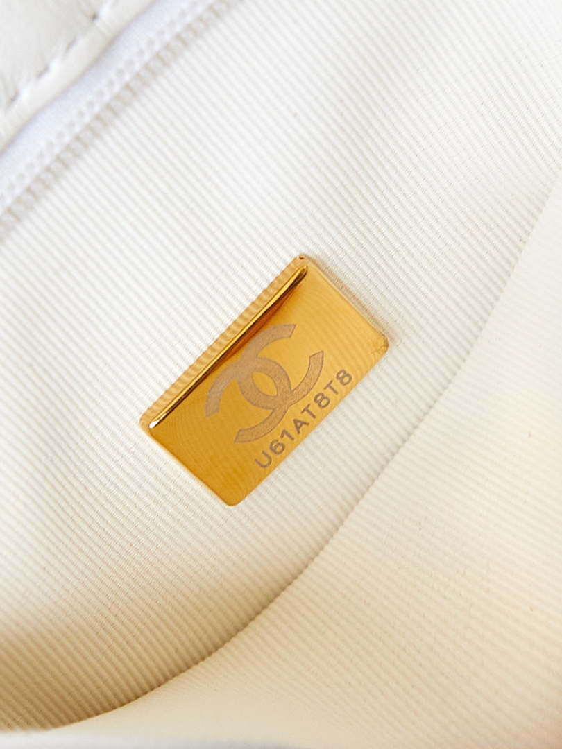 Chanel AS4416 Mini Shopping Bag shiny aged Calfskin gold tone metal Off-White