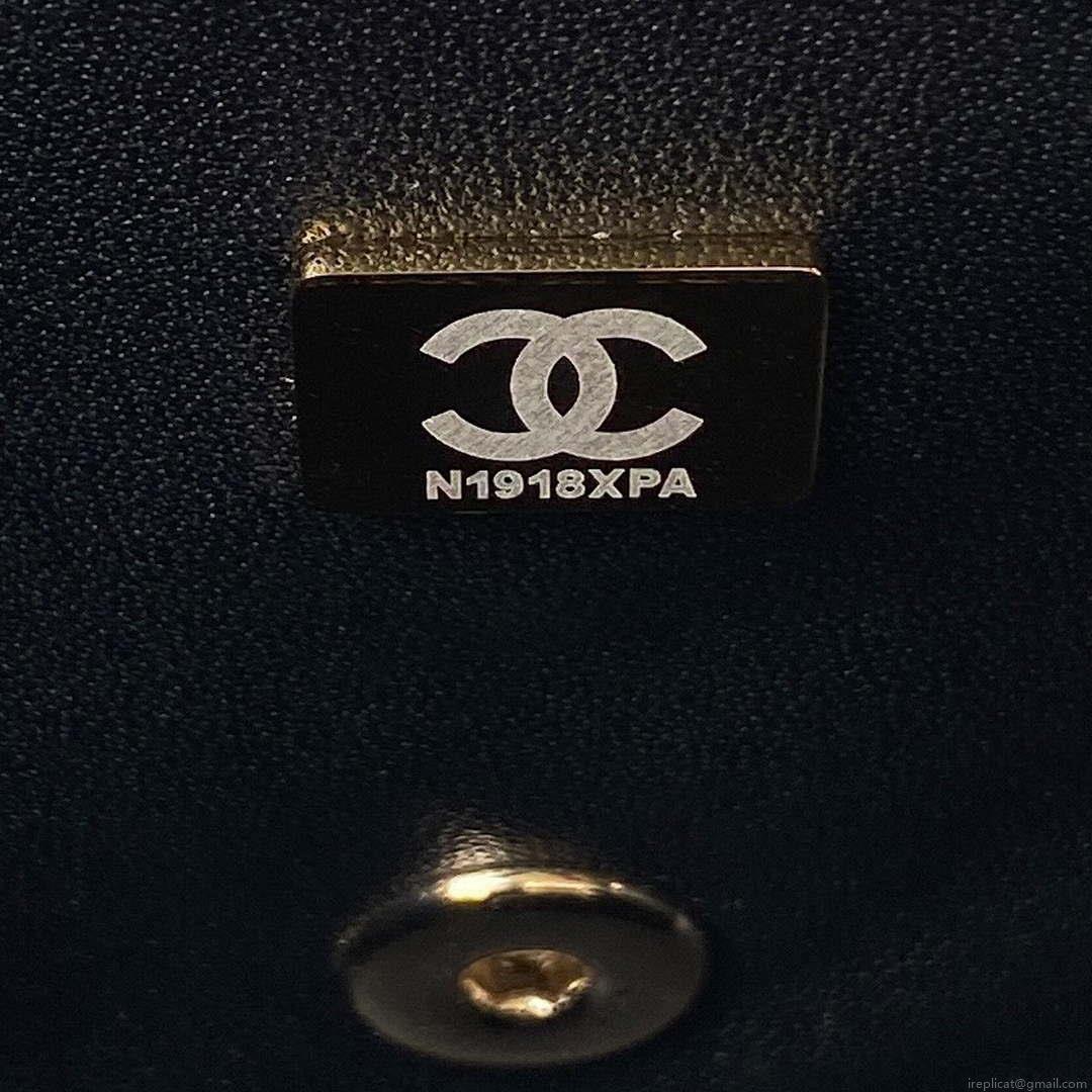 Chanel 23K AS2431 Mini flap Lambskin bag with top handle Black