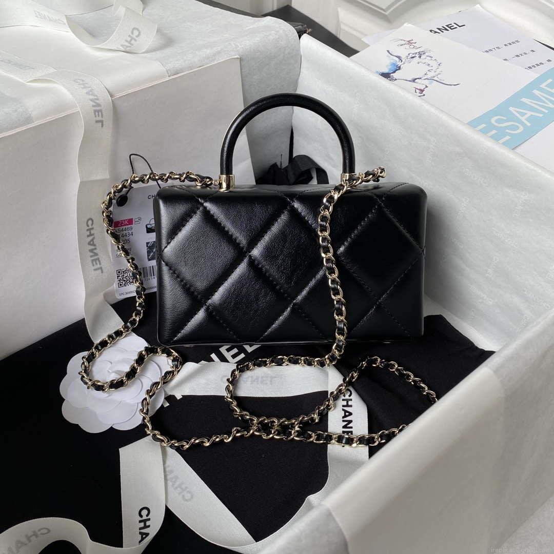 Chanel AS4469 Mini BOX Bag Shiny Calfskin & Gold-Tone Metal Black
