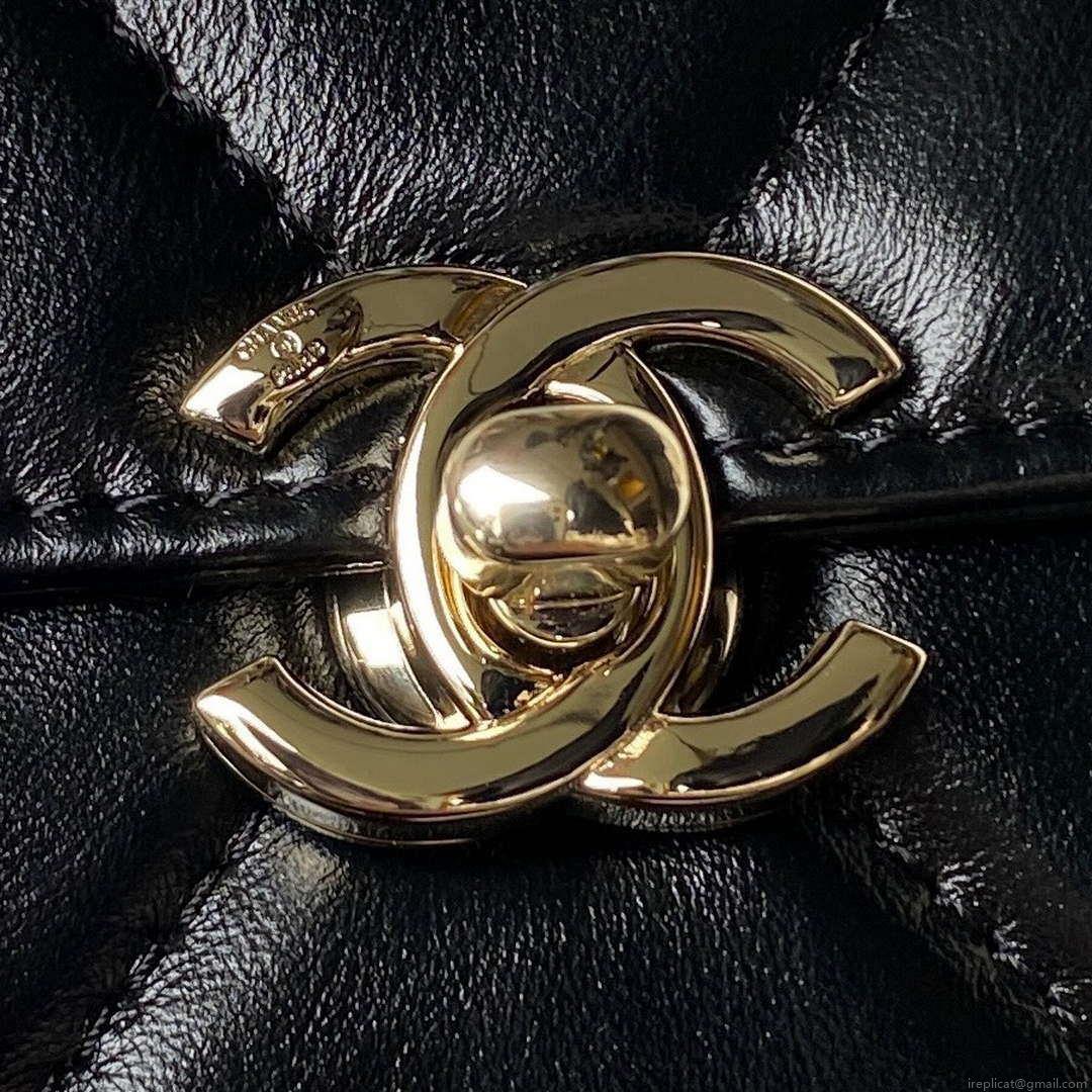 Chanel AS4469 Mini BOX Bag Shiny Calfskin & Gold-Tone Metal Black