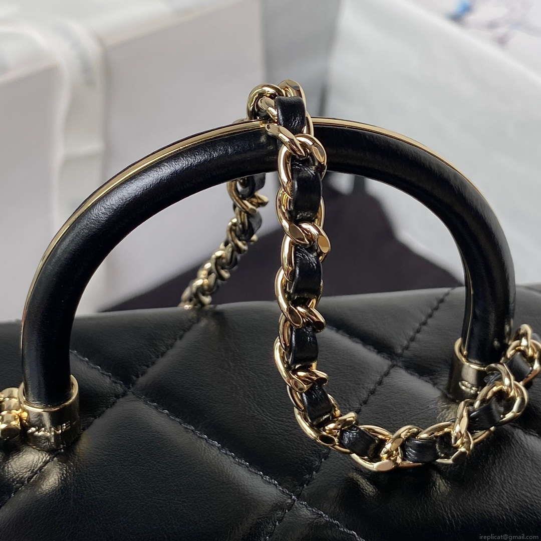 Chanel AS4469 Mini BOX Bag Shiny Calfskin & Gold-Tone Metal Black