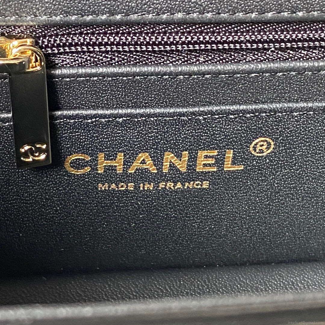 Chanel AS4469 Mini BOX Bag Shiny Calfskin & Gold-Tone Metal Black
