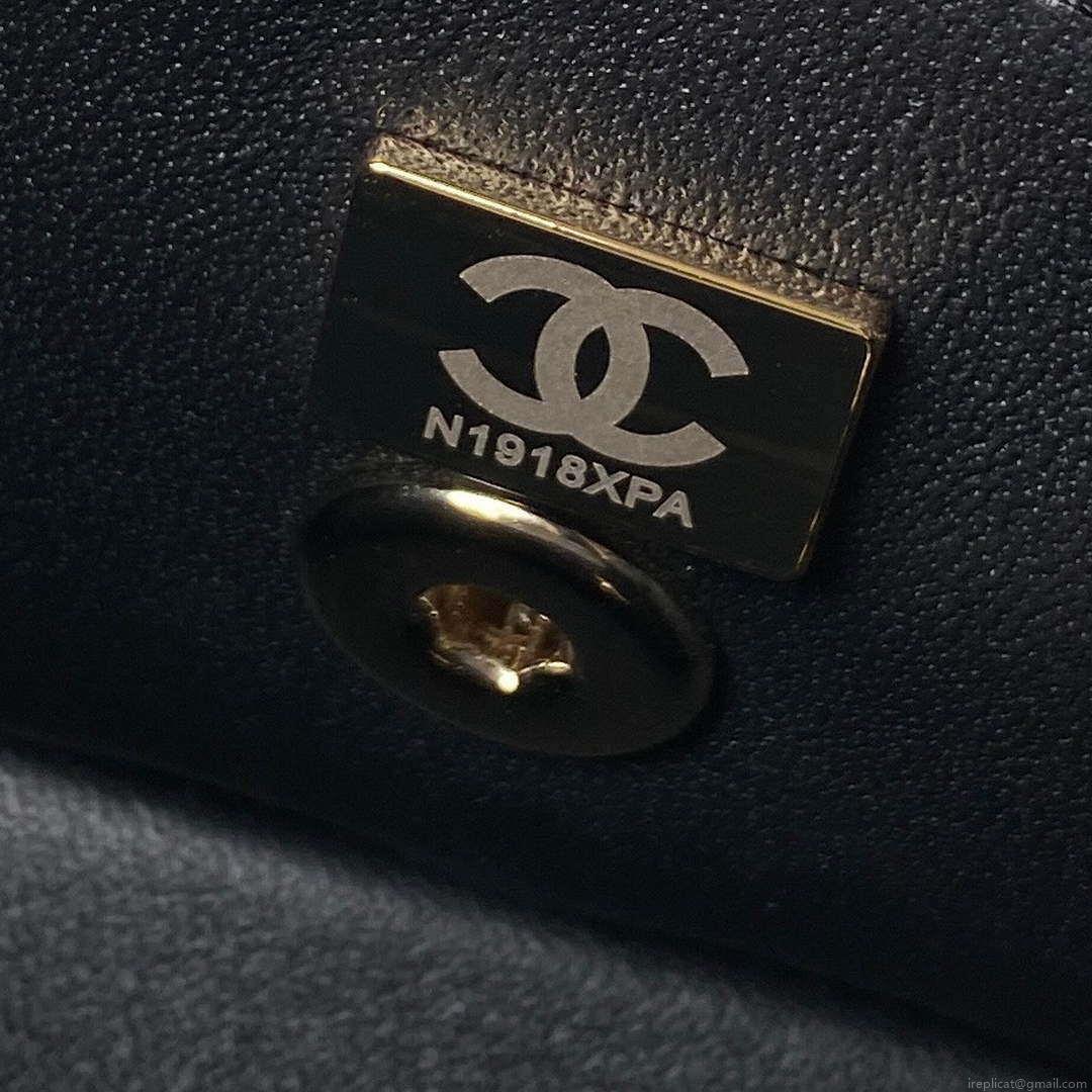 Chanel AS4469 Mini BOX Bag Shiny Calfskin & Gold-Tone Metal Black
