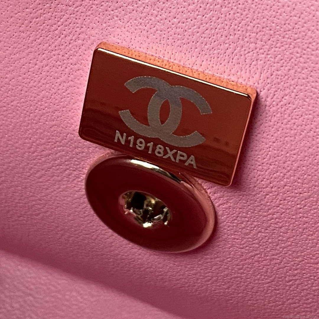 Chanel AS4469 Mini BOX Bag Shiny Calfskin & Gold-Tone Metal Pink