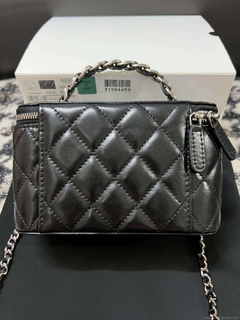 Chanel AP3593 Shiny Crumpled Calfskin Strass & Ruthenium-Finish Metal Black