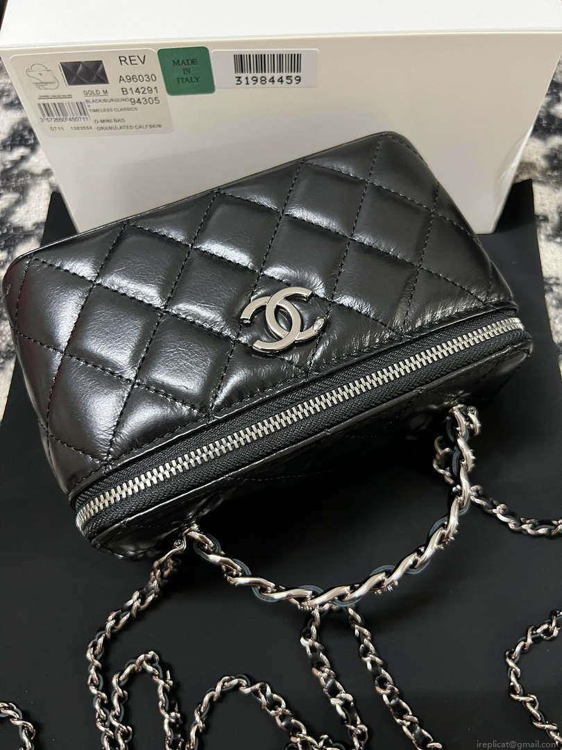 Chanel AP3593 Shiny Crumpled Calfskin Strass & Ruthenium-Finish Metal Black
