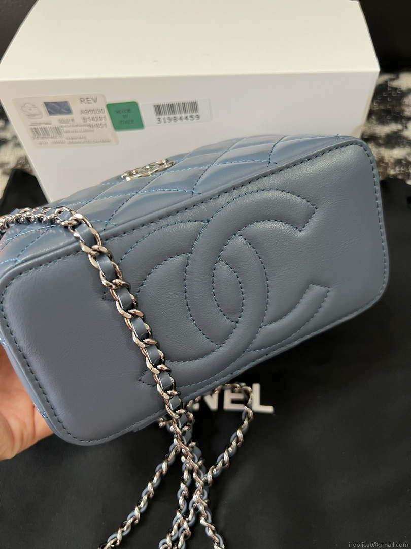 Chanel AP3593 Shiny Crumpled Calfskin Strass & Ruthenium-Finish Metal Blue