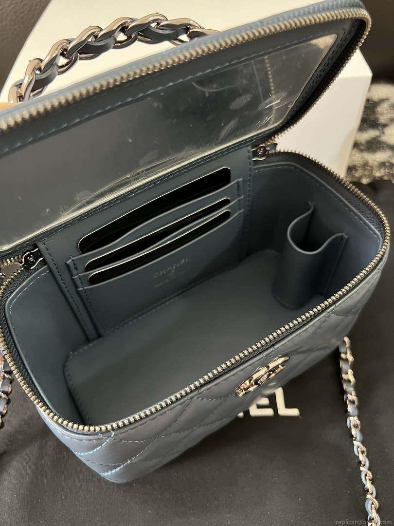 Chanel AP3593 Shiny Crumpled Calfskin Strass & Ruthenium-Finish Metal Blue