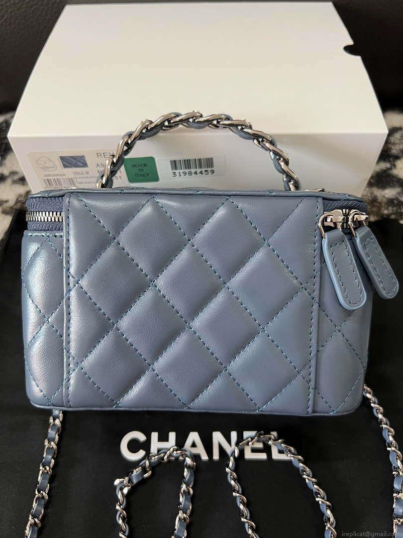 Chanel AP3593 Shiny Crumpled Calfskin Strass & Ruthenium-Finish Metal Blue