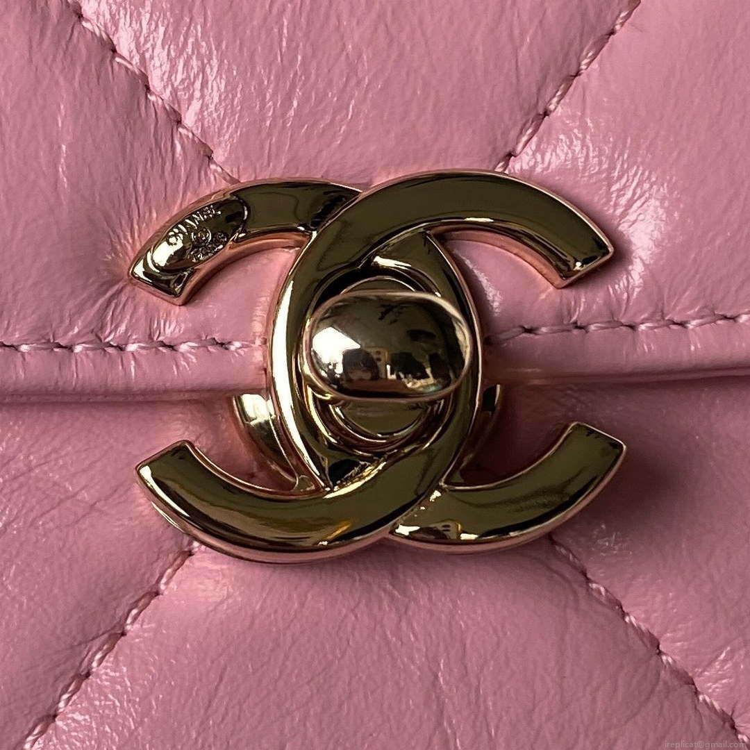 Chanel AS4469 Small BOX Bag Shiny Calfskin & Gold-Tone Metal Pink