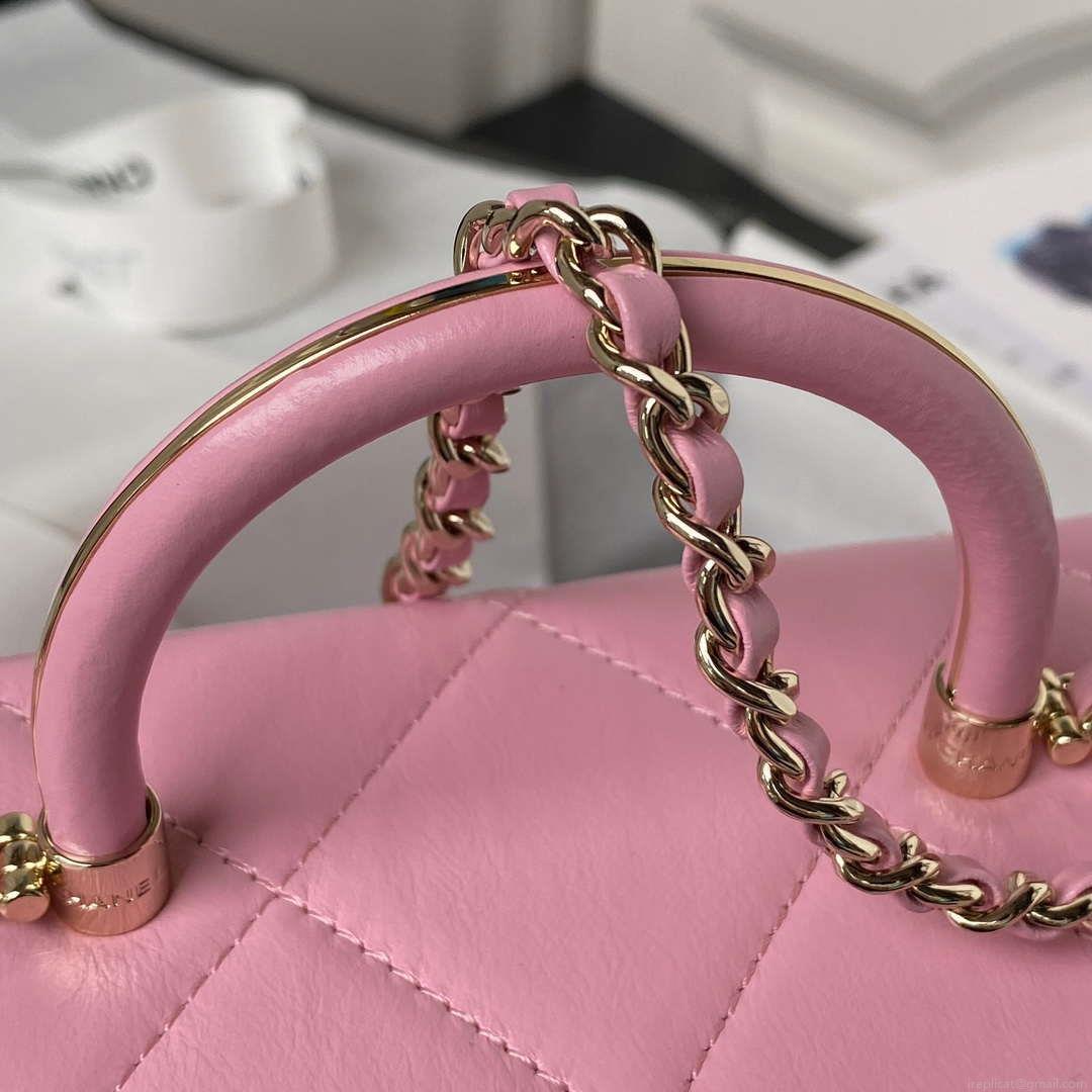 Chanel AS4469 Small BOX Bag Shiny Calfskin & Gold-Tone Metal Pink