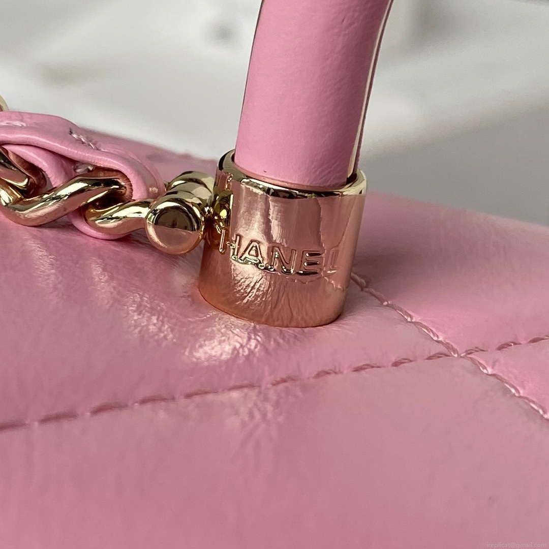 Chanel AS4469 Small BOX Bag Shiny Calfskin & Gold-Tone Metal Pink