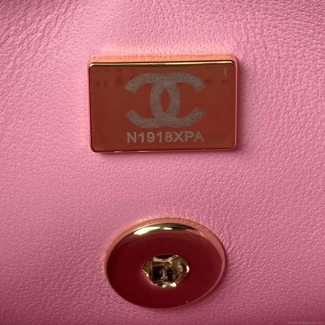 Chanel AS4469 Small BOX Bag Shiny Calfskin & Gold-Tone Metal Pink