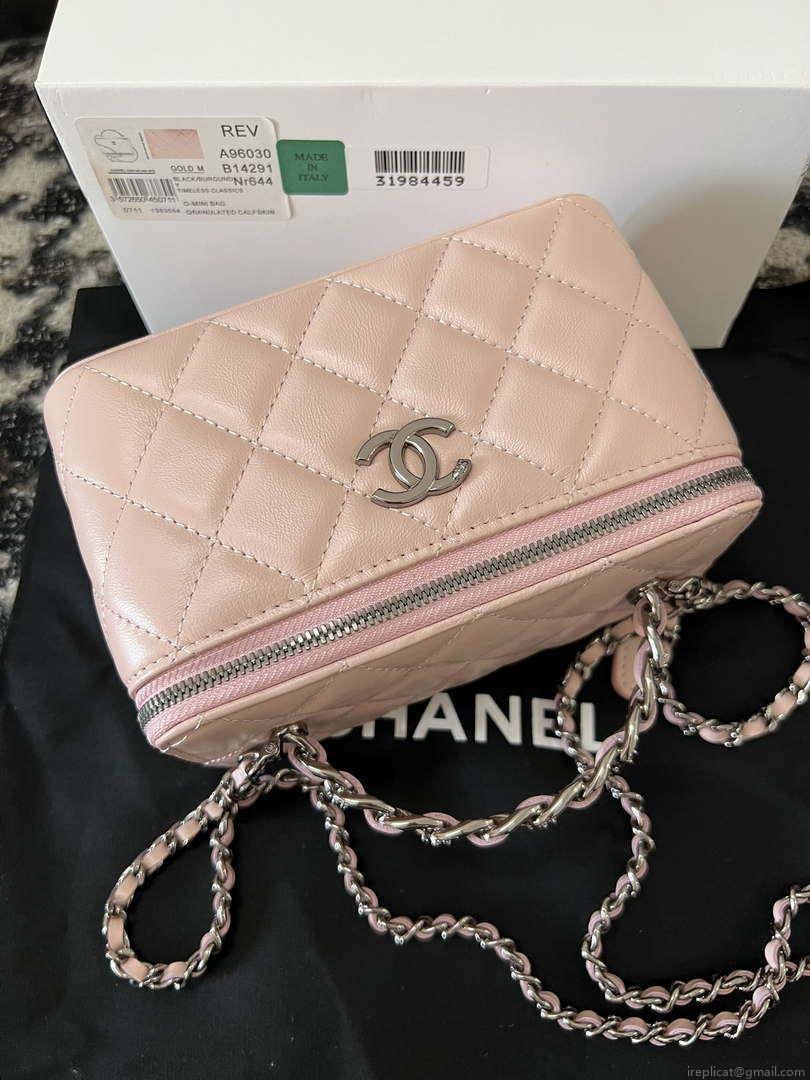 Chanel AP3593 Shiny Crumpled Calfskin Strass & Ruthenium-Finish Metal Pink