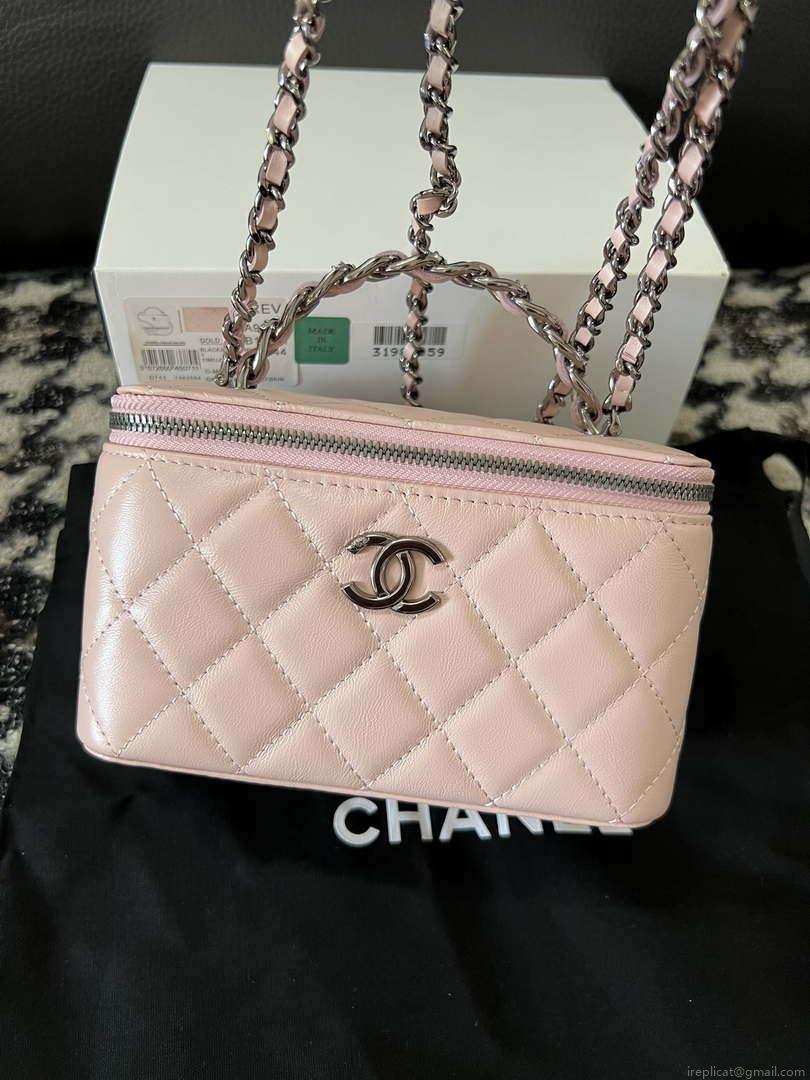 Chanel AP3593 Shiny Crumpled Calfskin Strass & Ruthenium-Finish Metal Pink
