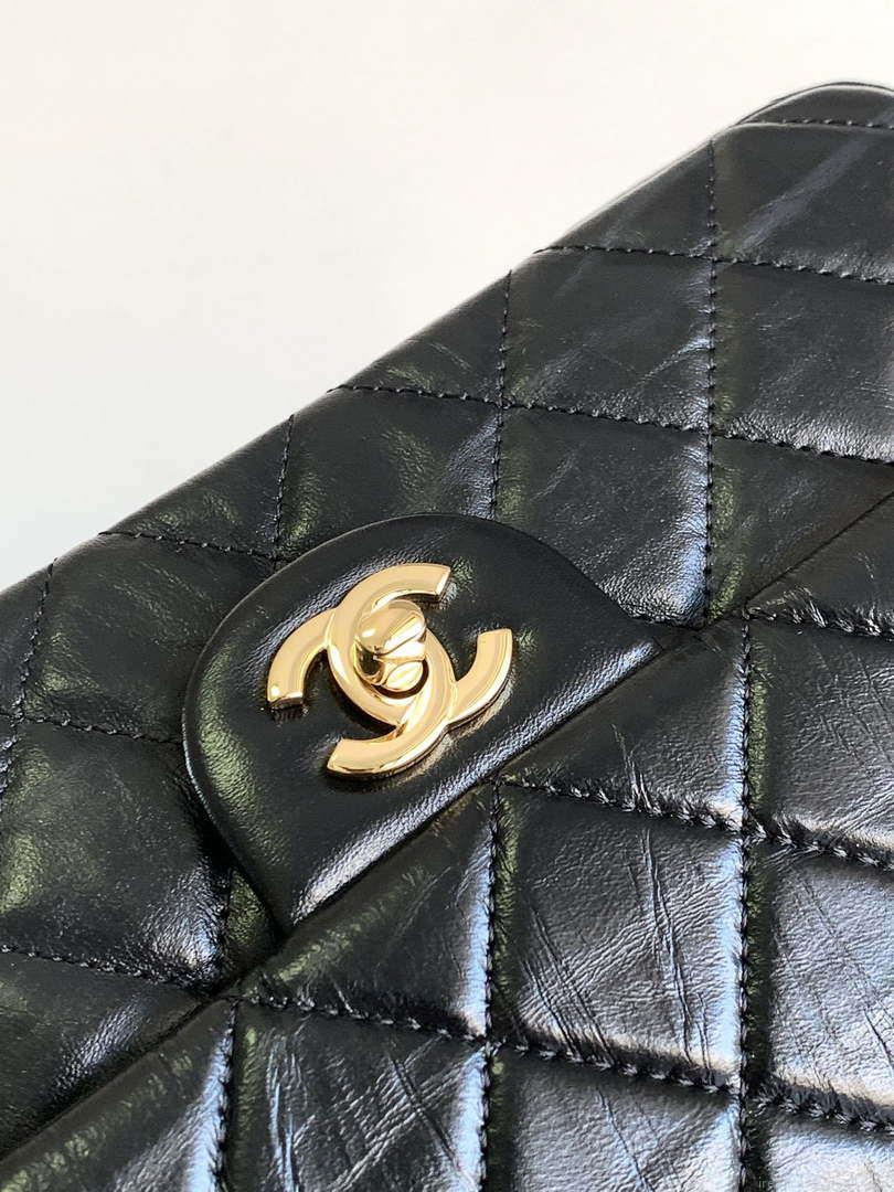 Chanel AS4199 Clutch Lambskin Gold tone Metal Black