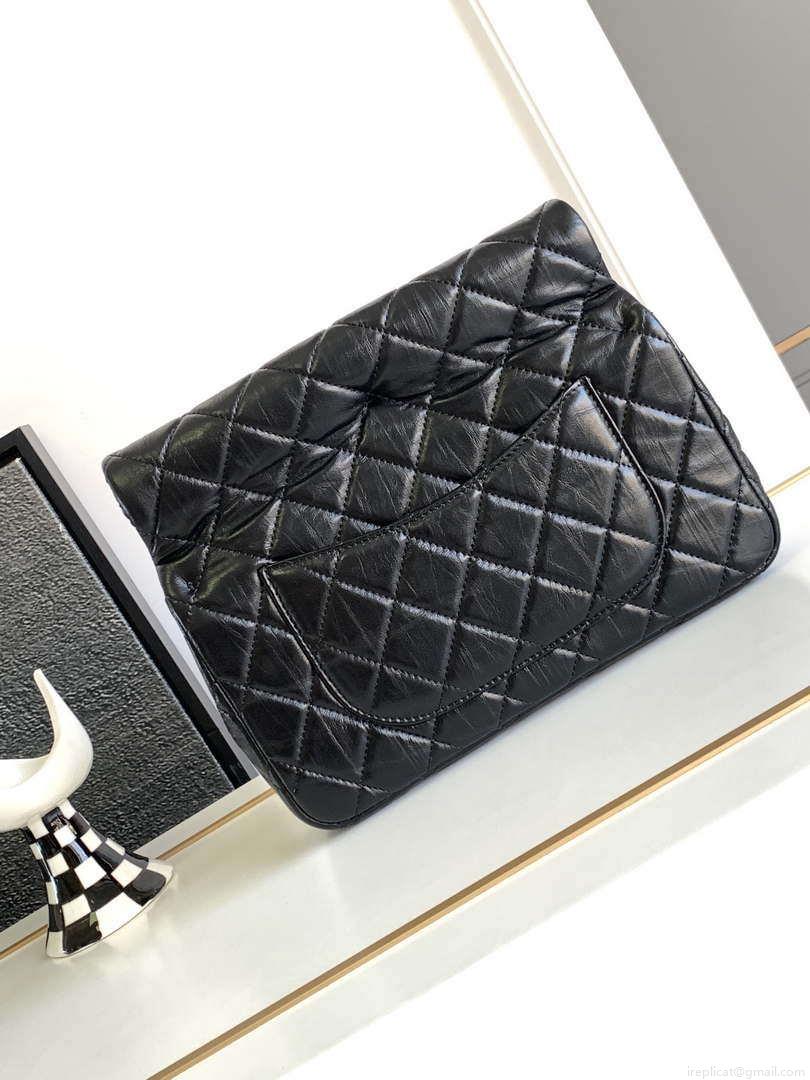 Chanel AS4199 Clutch Lambskin Gold tone Metal Black