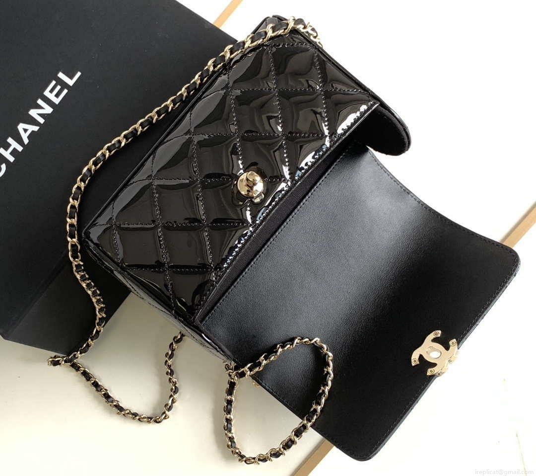 Chanel AS4511 Patent Calfskin & Gold-Tone Metal Black