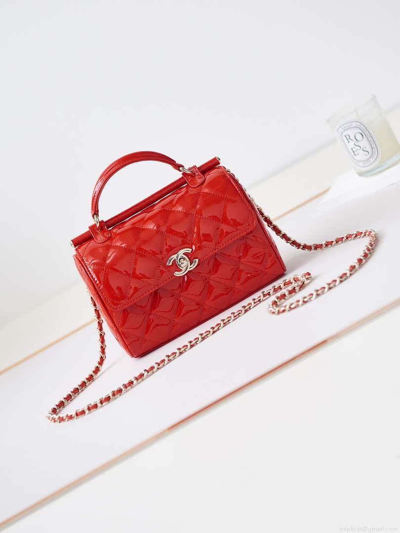 Chanel AS4511 Patent Calfskin & Gold-Tone Metal Red