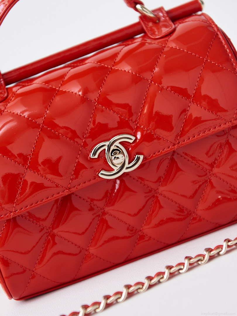 Chanel AS4511 Patent Calfskin & Gold-Tone Metal Red