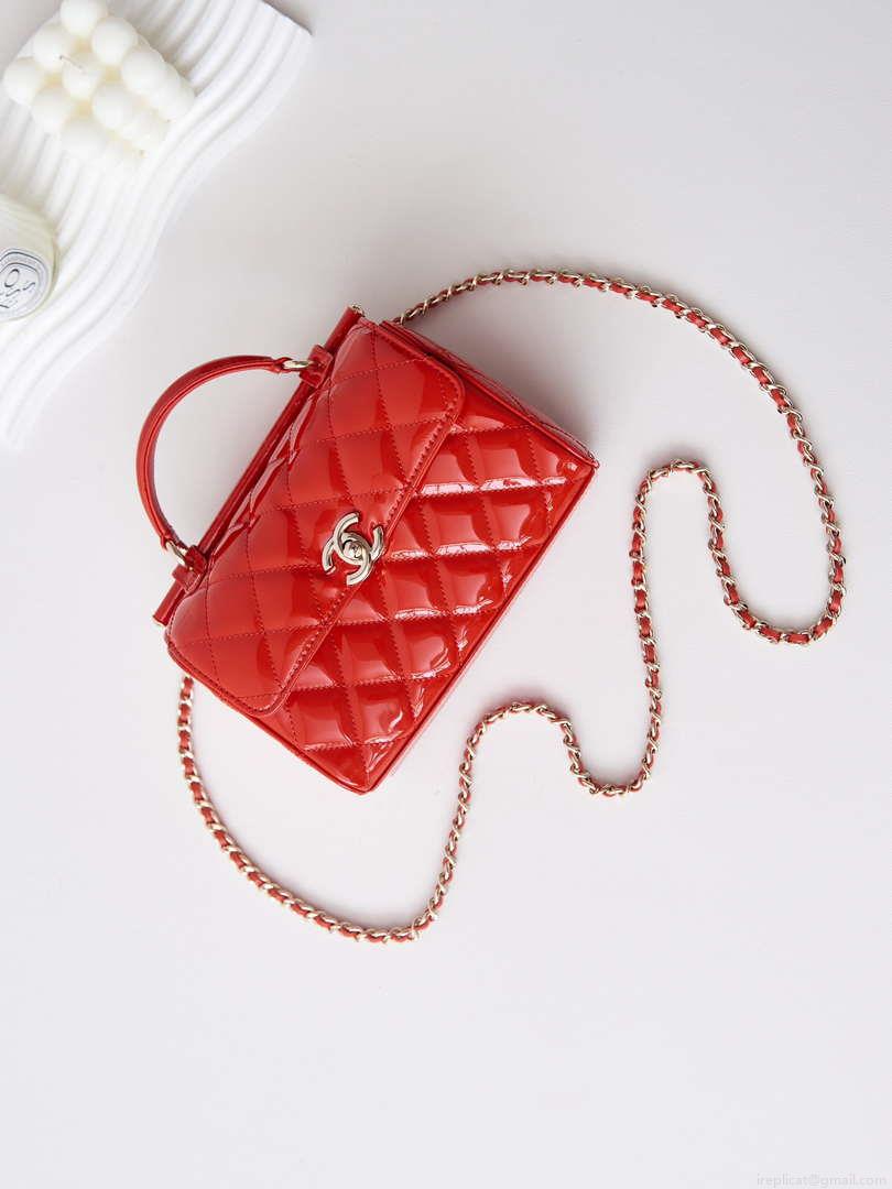 Chanel AS4511 Patent Calfskin & Gold-Tone Metal Red